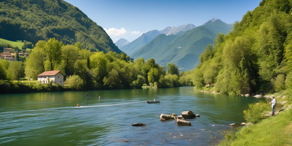 fishing in Ticino river scenic landscape