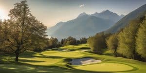 golf course in Ticino with scenic mountain backdrop
