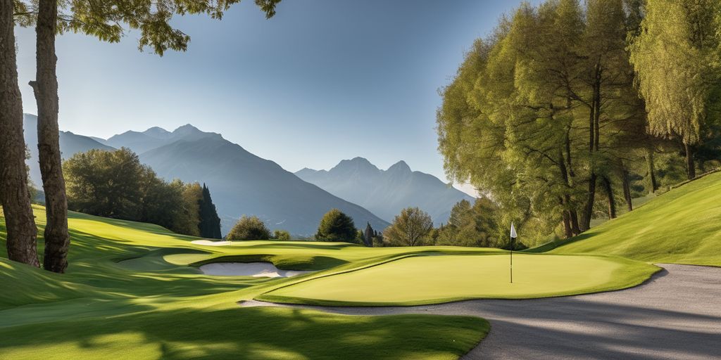 golf course in Ticino with mountain views