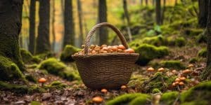 mushroom picking in Ticino forest