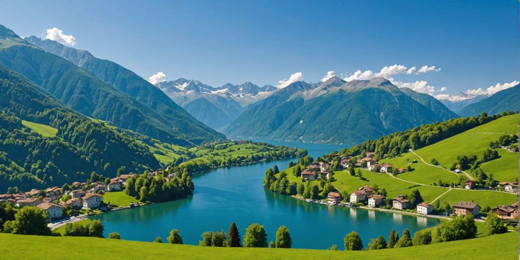 Panorama di montagne e laghi in Ticino